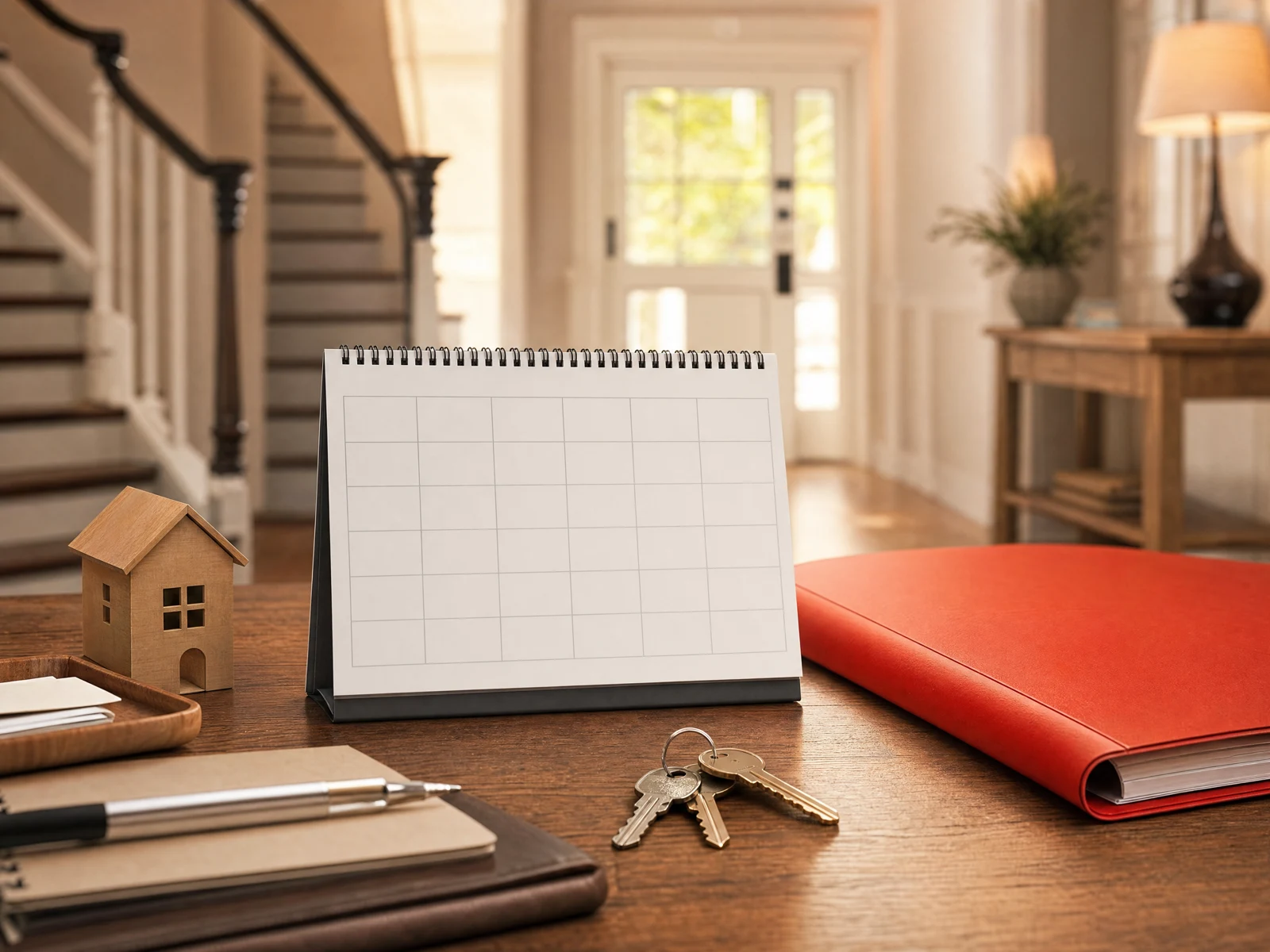 Illustrative closing preparation in a home entryway
